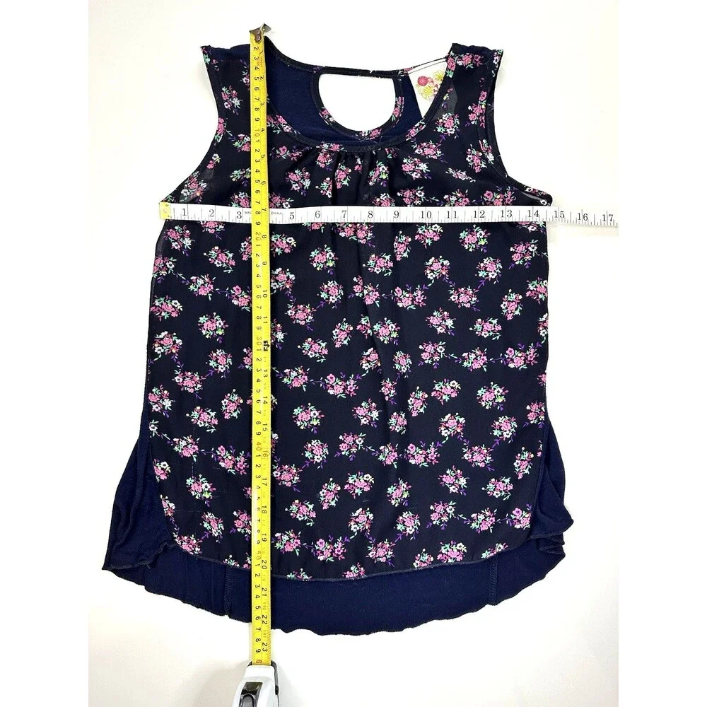 KIDDO by Katie Girls Sleeveless Tank Top Lightweight Flowy Hi Low Swing Blouse 8